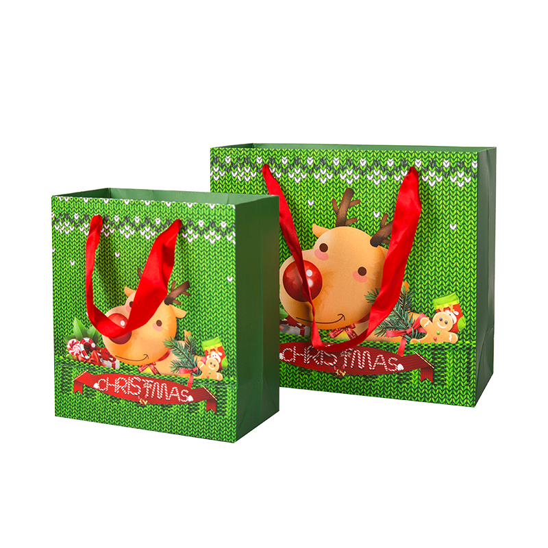  Recycled christmas custom printed shopping kraft paper bag 