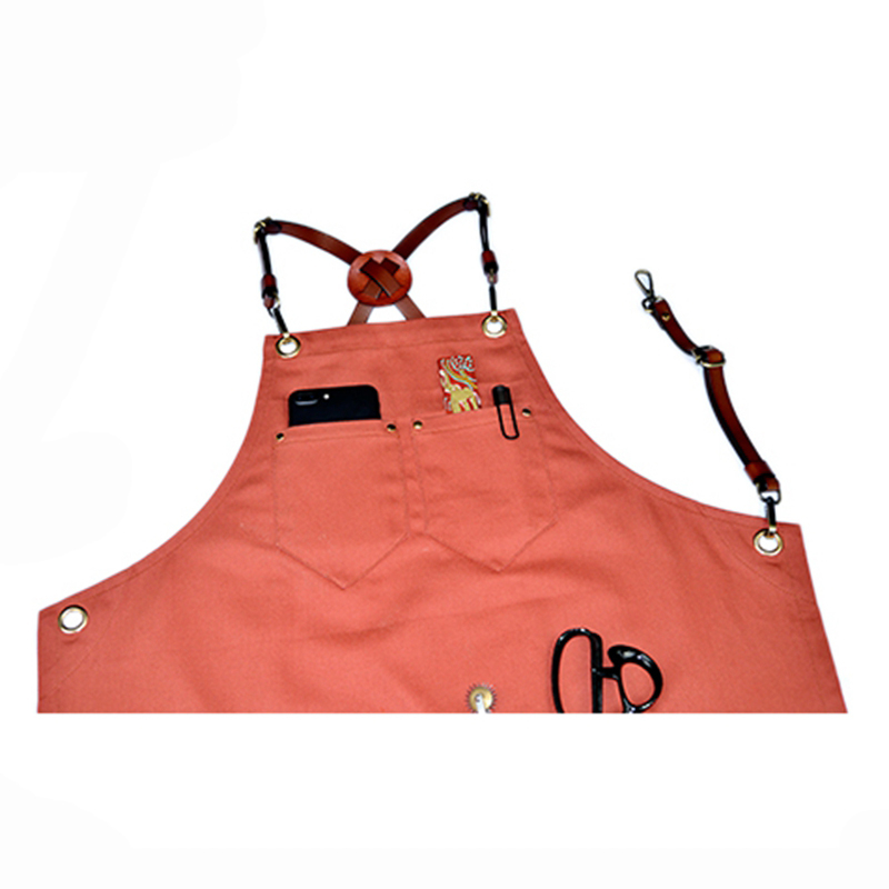 Fashion Custom Bright Brick Red Barber Salon Shop Work Apron with Pockets