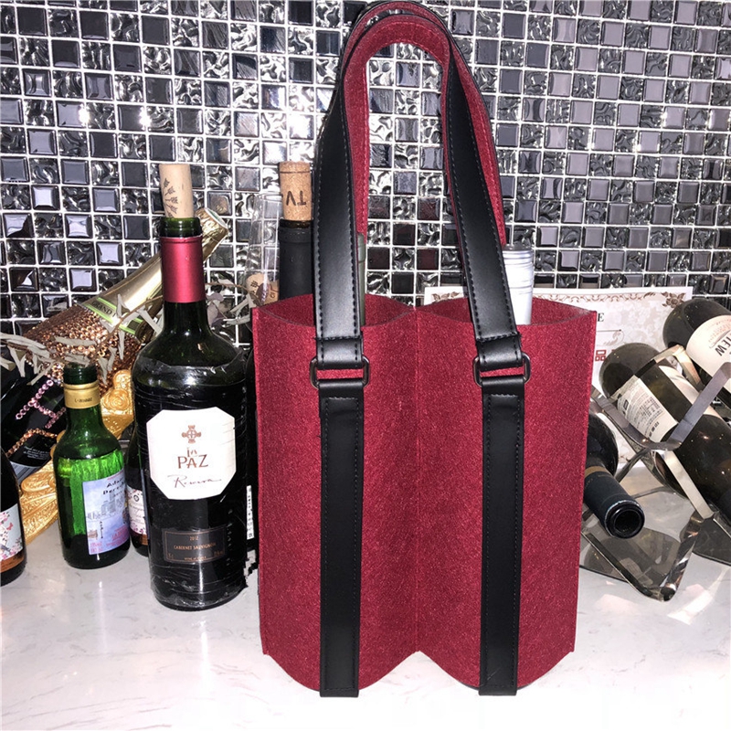 Christmas thickened felt red wine gift bag double wine box custom champagne gift bag