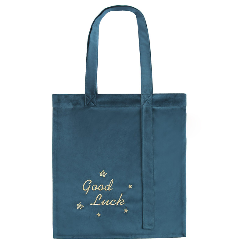 Eco friendly custom velvet embroidery large capacity tote bag portable shopping shoulder bag