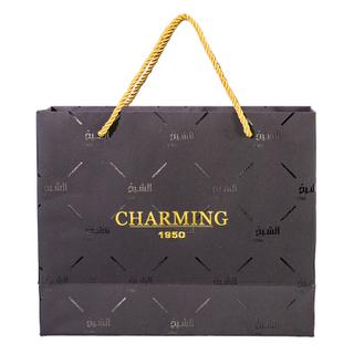 High-quality strong load-bearing gold screen printing uv craft black cardboard paper bag for bulk wholesale