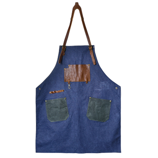 Vintage washed canvas leather accessories studio barber work apron
