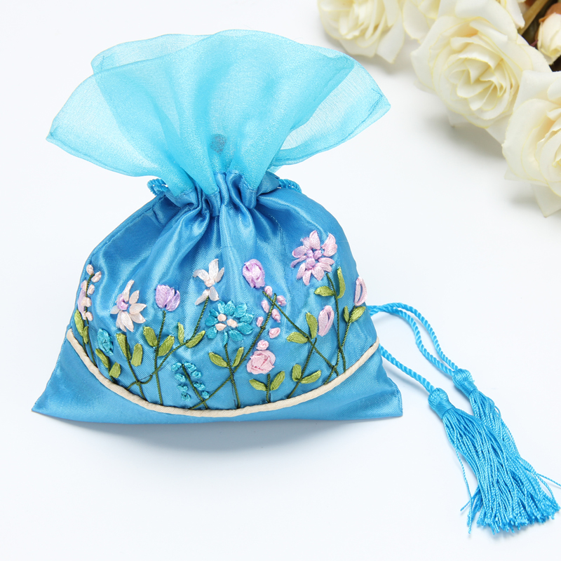 Fancy customized logo high quality satin slik pouch drawstring bags