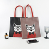 High quality logo printed leather tote shopping bag
