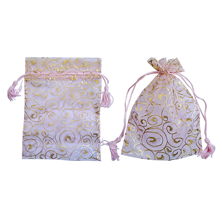 Promotion wholesale custom drawstring logo printed organza bags
