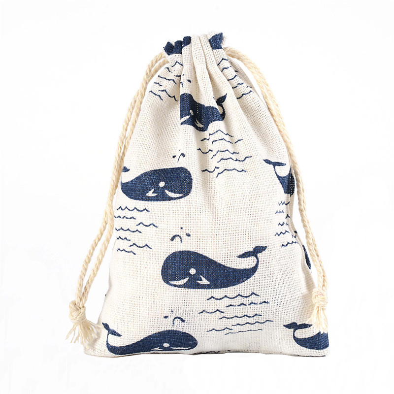 Customized size linen drawstring cotton linen gift bag for packaging