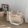 Multi-pockets white canvas tote bag for women