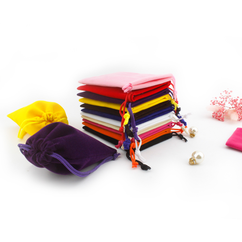 Customize wholesale velvet suede small drawstring bag gift jewelry pouch 