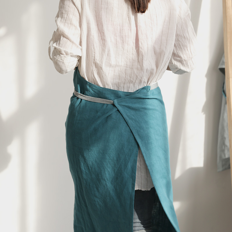 Wholesale cotton linen breathable kitchen cooking apron