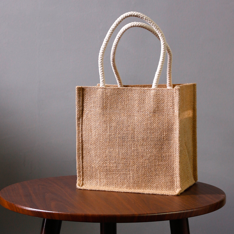 Practical natural jute shopping tote bag