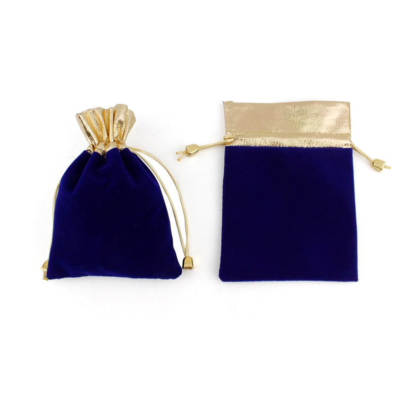 Wholesale custom logo blue Jewellery pouch bag For gift bracelet packaging Velvet Pouch