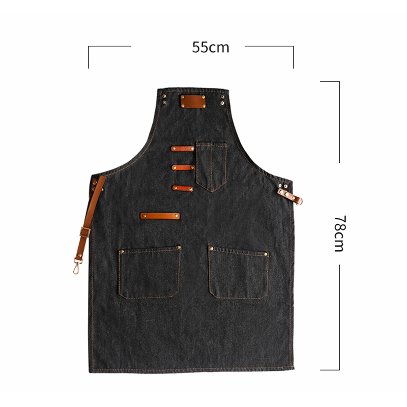 High-grade Denim Simple Apron For Coffee Shop Gardener Baking Shop Strap Overalls
