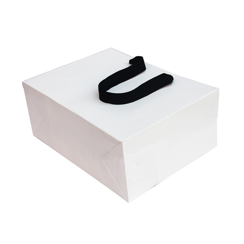 Wholesale custom printed your own logo white kraft gift craft shopping paper bag With ribbon handles
