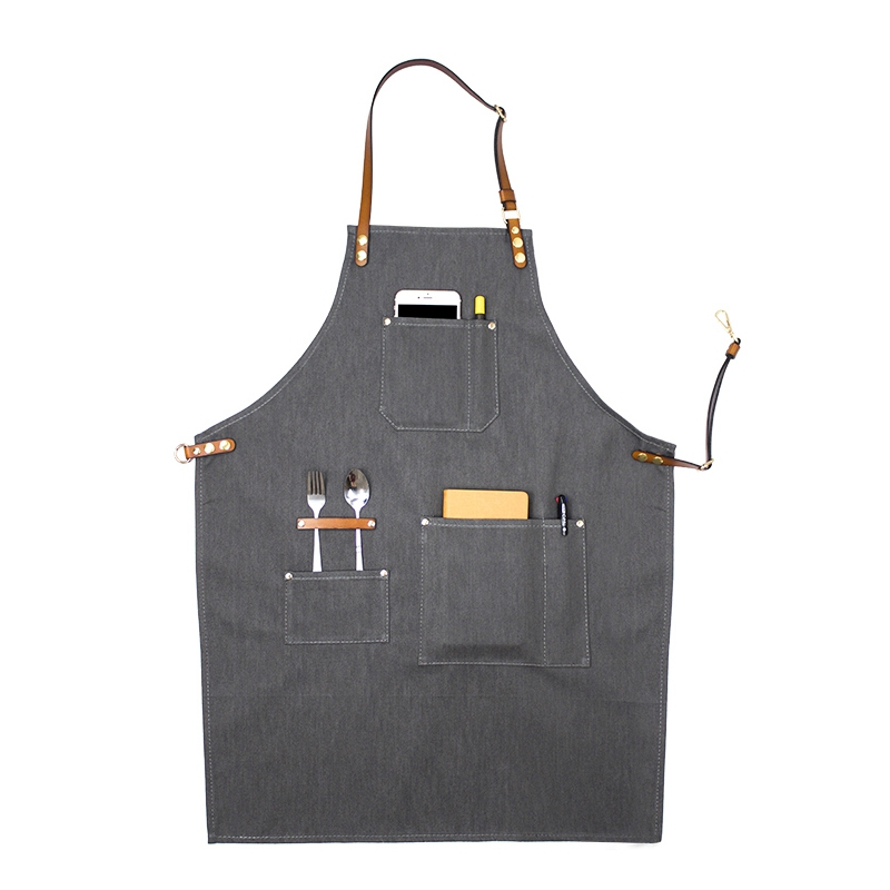 Wholesale top grade eco-friendly oil proof denim apron for kitchen cooking
