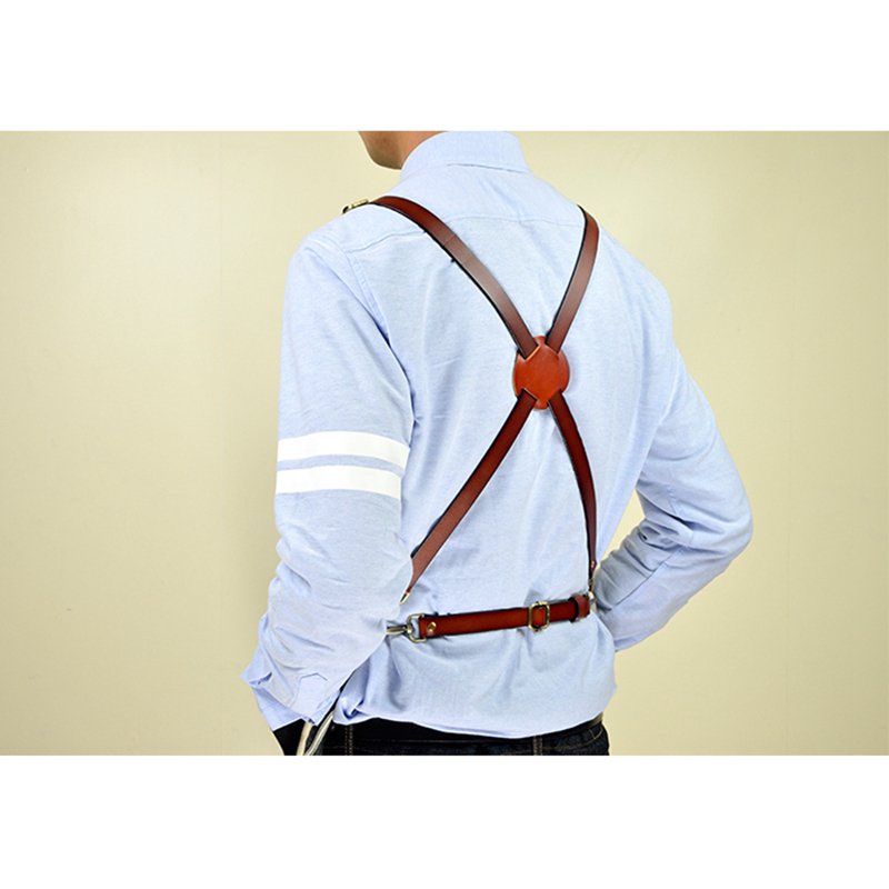 High-grade Bifurcated Cross Leather Straps Superior Denim Fabric Exquisite Tooling Apron Logo Custom