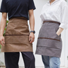 Washed Gray Brown Canvas Half-length Apron for Barista Flower Shop Restaurant Hotel Cafe Overalls Customization Uniforms
