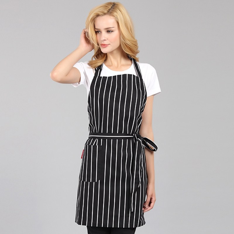 Stripe canvas eco friendly breathable kitchen cooking apron for women