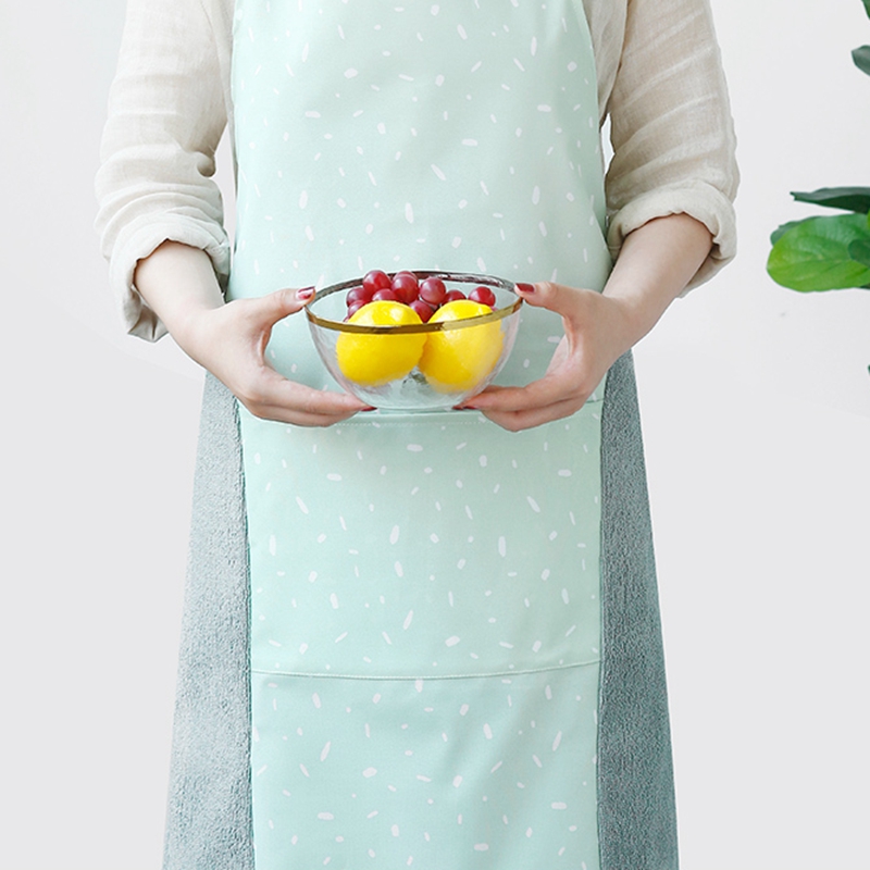 Fresh Color Fashion Simple Kitchen Summer Style Baking Use Vest Type Home Cooking Adult Female Apron With Absorbent Rag