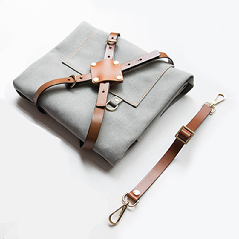 Hot-selling Fashion Grey Canvas Work Apron With Leather Belt