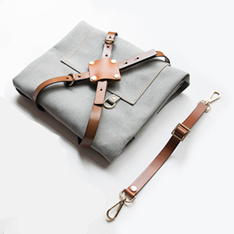 Hot-selling Fashion Grey Canvas Work Apron With Leather Belt