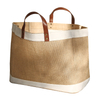 New style fashion popular linen tote shopping bag with leather strap