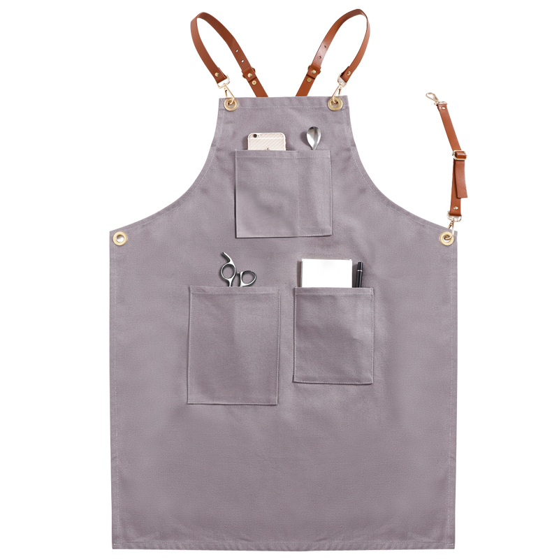 New design comfortable dustproof cotton canvas apron for kitchen cooking