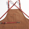 Hot Sales Household Comfortable Cotton Fabric Kitchen Apron With Belt And Tool Pockets