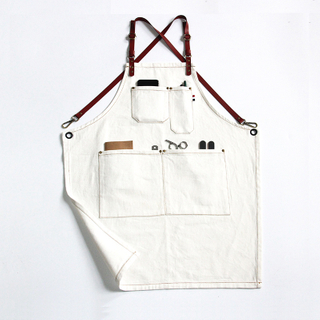 New Design Free Style Fashionable White Cotton Cloth Combine Belts Overalls Apron For Cafe Hotel Bar Restaurant Custom