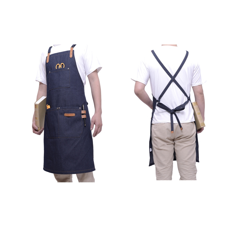 Custom Logo Colorful Fashion Wear-resistant Denim Fabric Vest Style Apron for Workshop Barista Barber Adults Use
