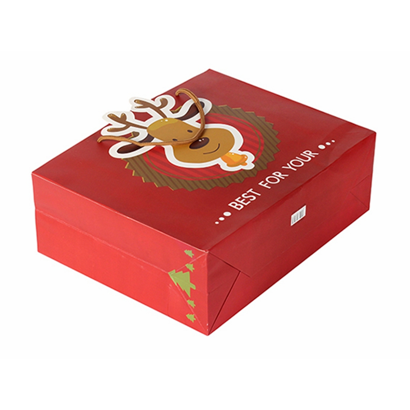 Wholesale colorful present shopping packing custom made merry christmas paper gift bags with handles