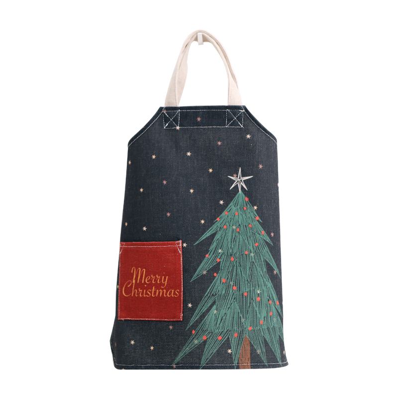 Adult childrens Christmas sleeveless cotton and linen kitchen apron custom pattern logo