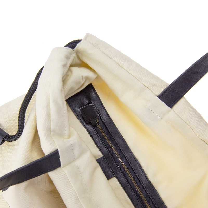 Fashion popular large capacity canvas drawstring backpack with leather strap