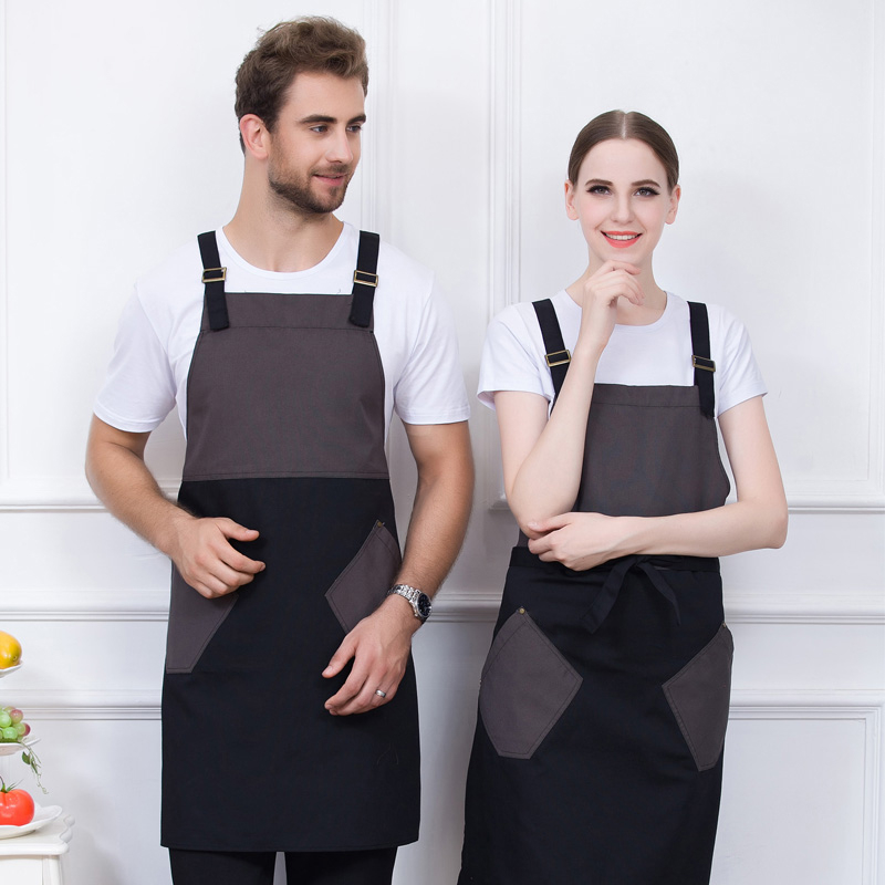 Custom logo coffee shop home unisex canvas hanging neck apron