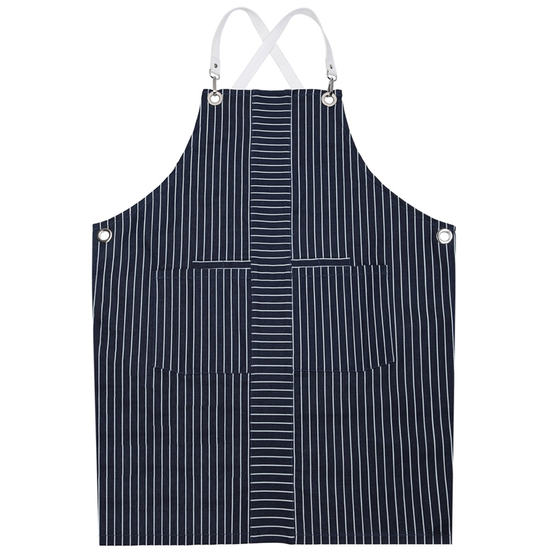Factory Custom Wholesale Superior Chef Overalls Striped Denim Apron for Restaurant Cafe Waiter Or Waitress