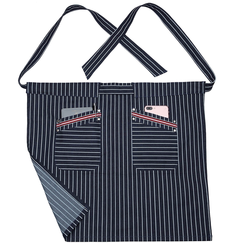 Custom Work Clothes Wholesale Men And Women Striped Half Apron For Kitchen Cafe Bakery Cake Shop Restaurant Overalls