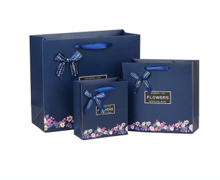 Recycled wholesale cheap paper bags with handles for cosmetics packaging bag