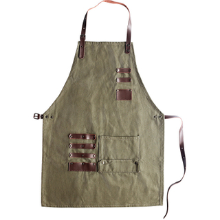 High-grade Vintage Oil Wax Canvas Fabric Tooling Apron With Leather Accessories For Household And Coffee Maker Barber Overalls