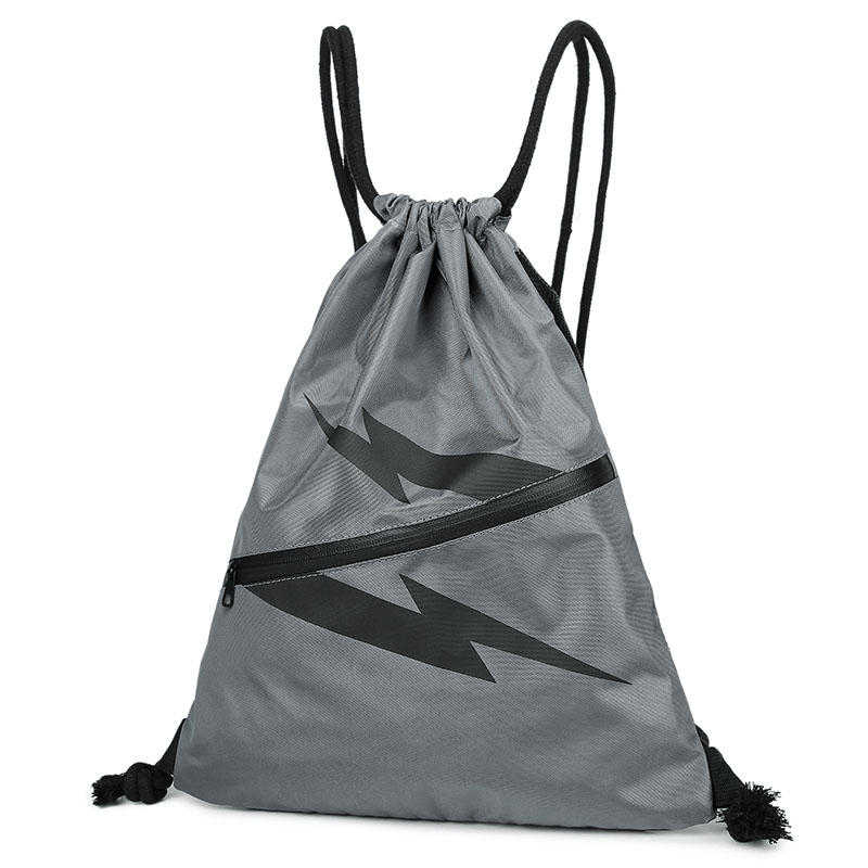 Waterproof outdoor travel lightning logo backpack sports fitness drawstring bag unisex