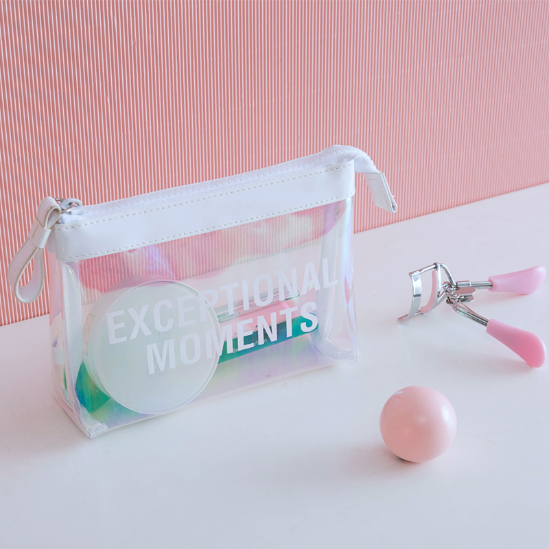 Colorful logo printed custom fashion multifunction waterproof pvc zipper cosmetic bag