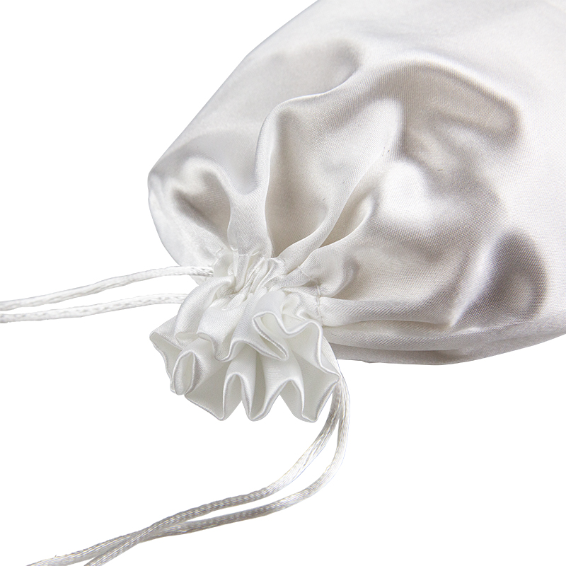 High quality fashion letter printing silk satin drawstring bag for gift packaging