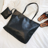 New two color solid color soft leather shopping bag waterproof pu tote bag