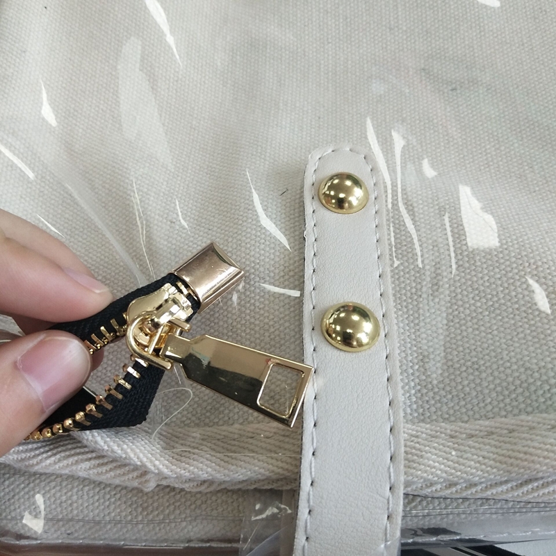 Fashion canvas ladies tote bag with pvc waterproof layer