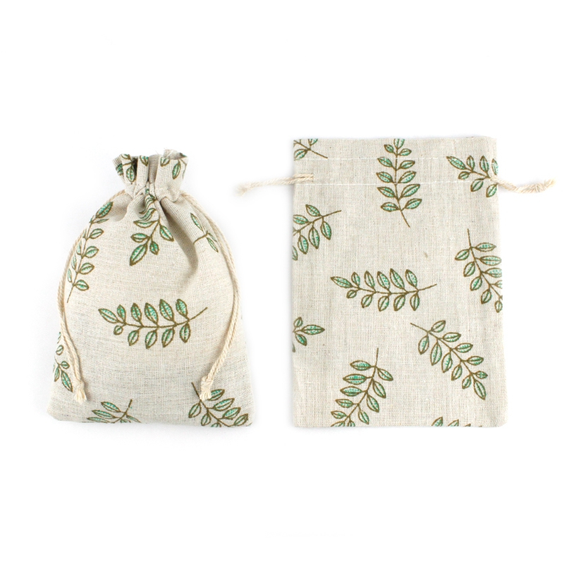 Custom cotton linen muslin drawstring gift bag jewelry pouch 