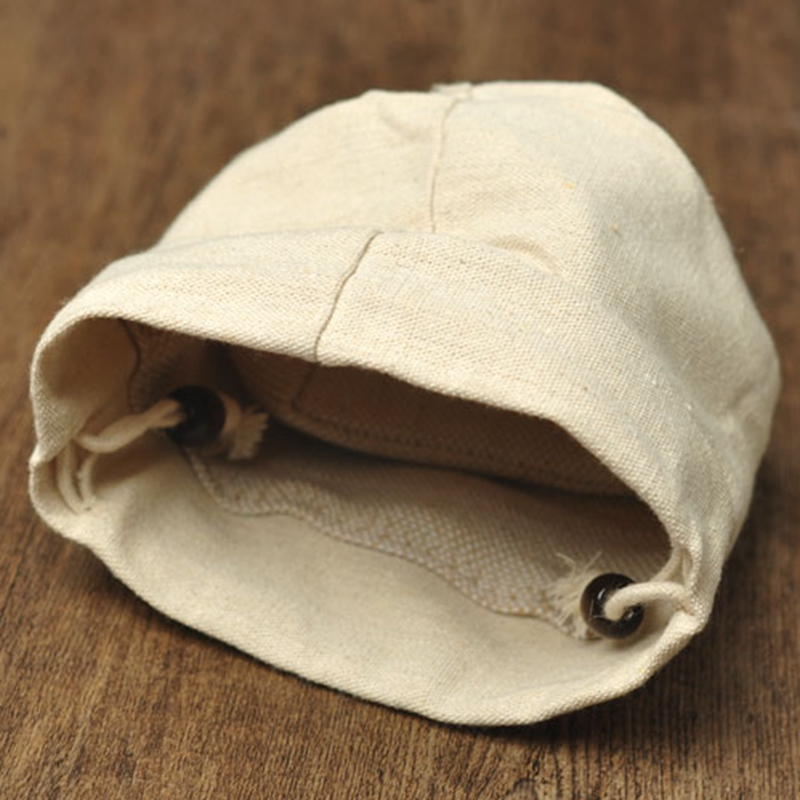 Bulk cheap linen drawstring bag with logo custom