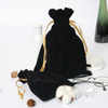 Custom black velvet drawstring makeup gift bag for glasses