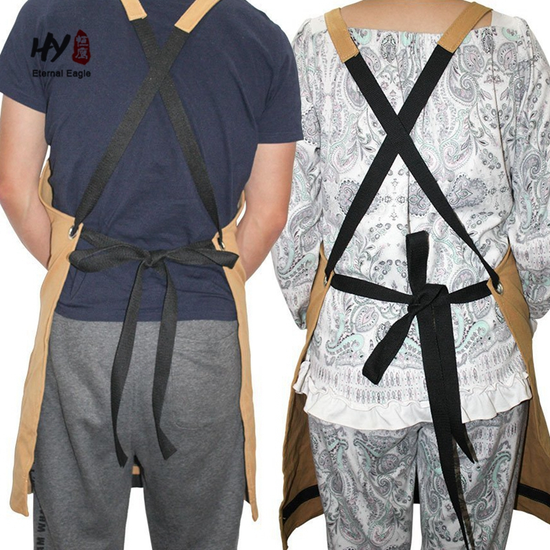 Adjustable Wear-resistant Overall Canvas Tool Apron with Firm Pockets
