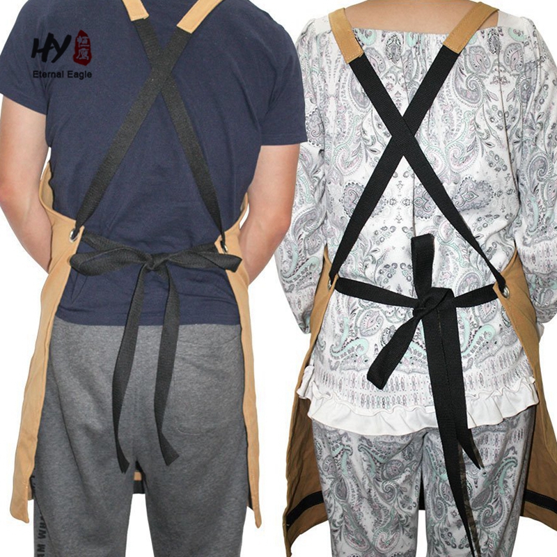 Adjustable Wear-resistant Overall Canvas Tool Apron with Firm Pockets