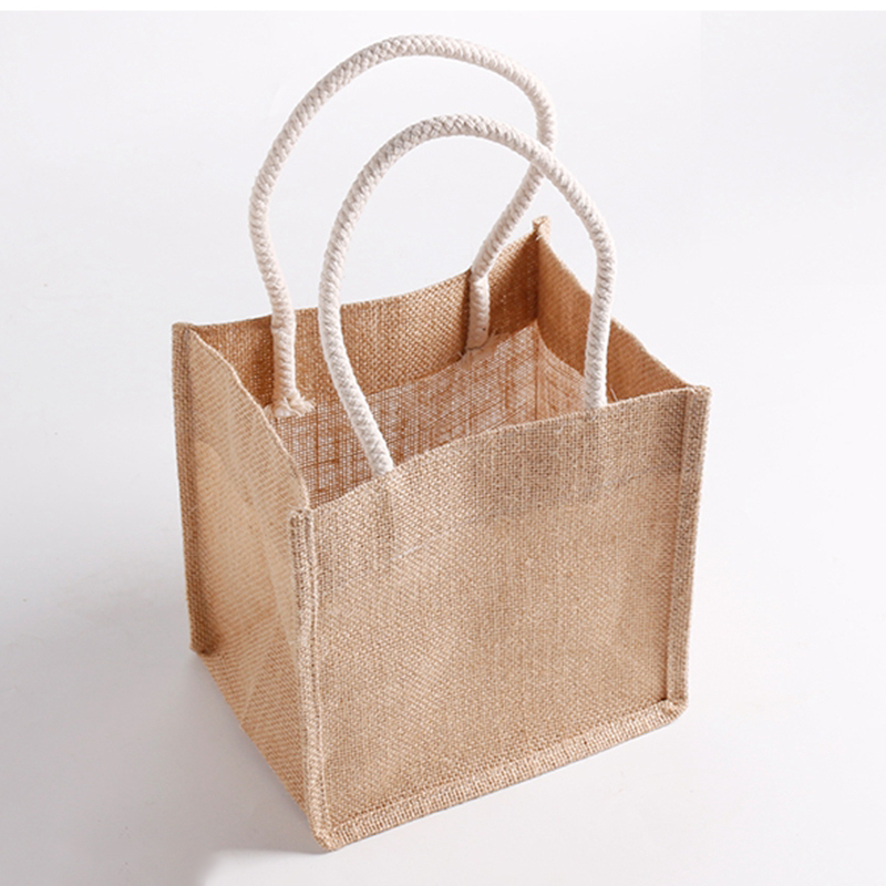 Practical natural jute shopping tote bag