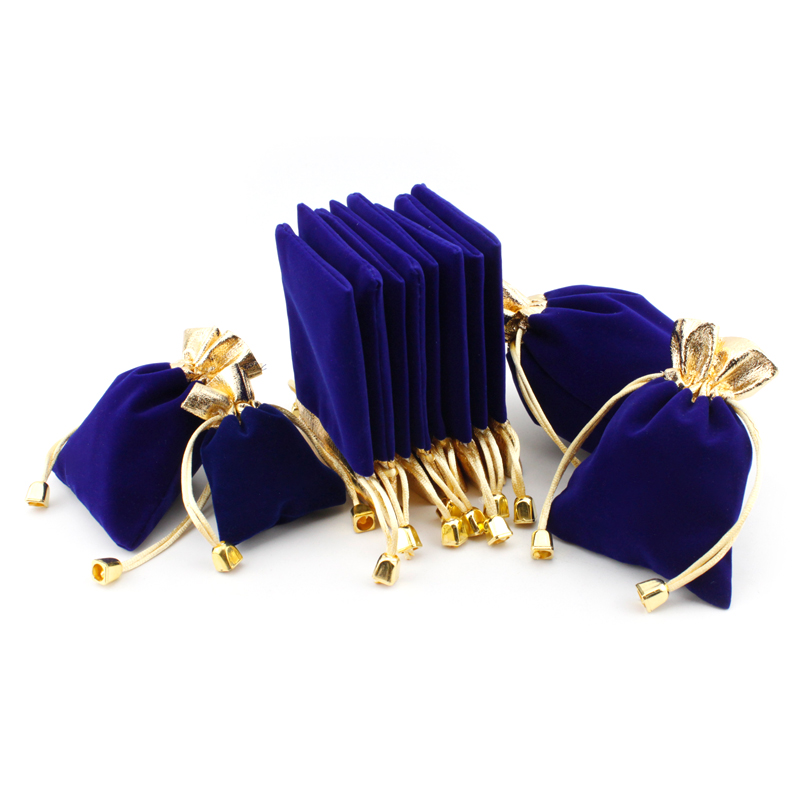 Wholesale custom logo blue Jewellery pouch bag For gift bracelet packaging Velvet Pouch