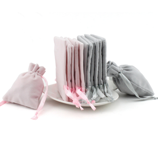 Wholesale custom color plain velvet drawstring gift pouch